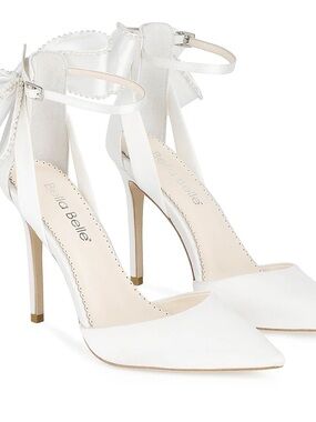Bella Belle White Pointed-Toe Ankle-Strap Stiletto Heels
